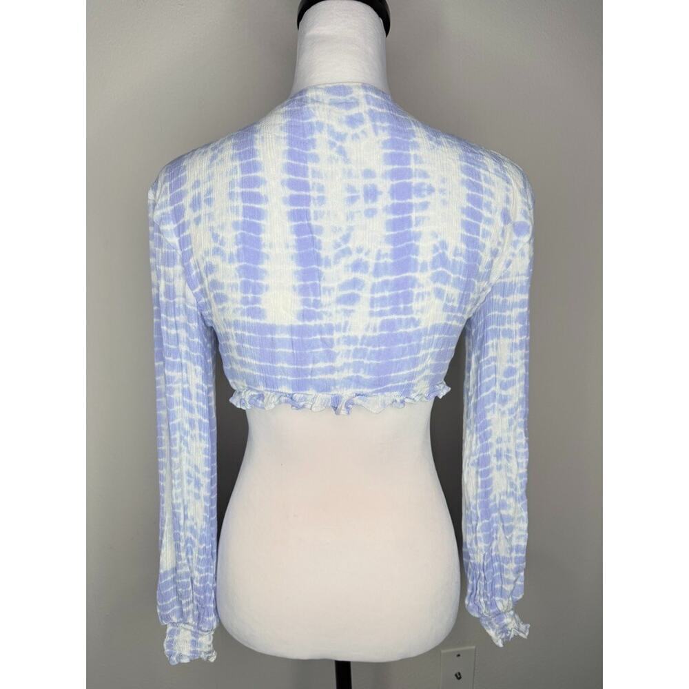 REVOLVE Majorelle Tie Dye Wrap Babydoll Y2K Wrap Longsleeve Sz S Blue V Neck - Picture 3 of 9